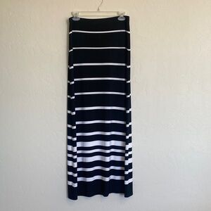 White House Black Market Monochrome Striped Maxi Skirt Polyester Size Small